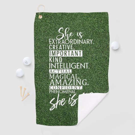 Serviette De Golf Citations d'auto-motivation pour golfer Green Gras (En situation)