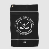 Serviette De Golf Citer Manger Golf Répéter Monogramme Noir (Devant)