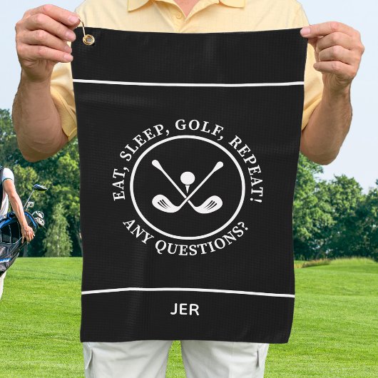 Serviette De Golf Citer Manger Golf Répéter Monogramme Noir