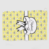 Serviette De Golf Citron Jaune Bows Pois Personnalisé (Horizontal)