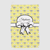 Serviette De Golf Citron Jaune Bows Pois Personnalisé (Devant)