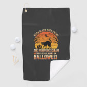 Serviette De Golf Citrouille Chat Noir Halloween Dessin Vectoriel (En situation)
