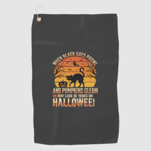 Serviette De Golf Citrouille Chat Noir Halloween Dessin Vectoriel
