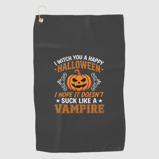 Serviette De Golf Citrouille de vampire drôle d'Halloween (Devant)