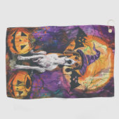 Serviette De Golf Citrouille d'Halloween américain Foxhound (Horizontal)