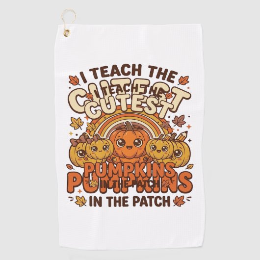 Serviette De Golf Citrouille jolie enseignante conception vectoriell (Devant)
