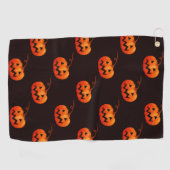 Serviette De Golf Citrouilles d'Halloween, Citrouilles Orange Farce  (Horizontal)