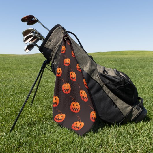Serviette De Golf Citrouilles d'Halloween, Citrouilles Orange Farce  (Vert)