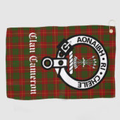 Serviette De Golf Clan Cameron Crest Badge & Tartan personnalisable (Horizontal)