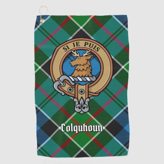 Serviette De Golf Clan Colquhoun Crest sur Tartan (Devant)