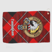 Serviette De Golf Clan Cunningham Crest sur Tartan (Horizontal)