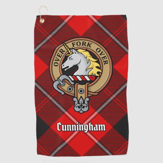 Serviette De Golf Clan Cunningham Crest sur Tartan (Devant)
