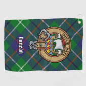 Serviette De Golf Clan Duncan Crest over Tartan (Horizontal)