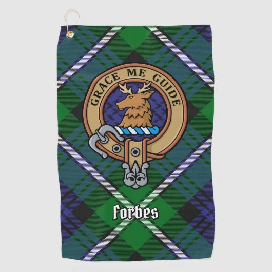 Serviette De Golf Clan Forbes Crest sur Tartan (Devant)