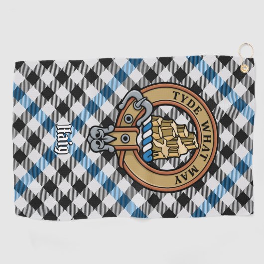Serviette De Golf Clan Haig Crest over Check Tartan (Horizontal)