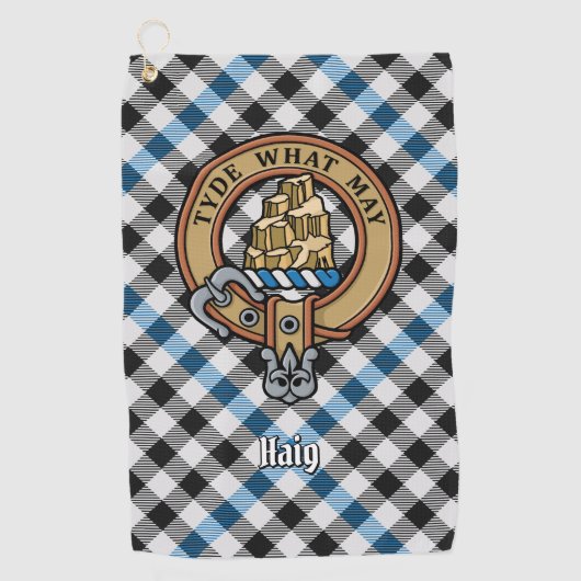 Serviette De Golf Clan Haig Crest over Check Tartan (Devant)