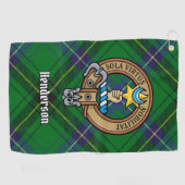 Serviette De Golf Clan Henderson Crest sur Tartan (Horizontal)