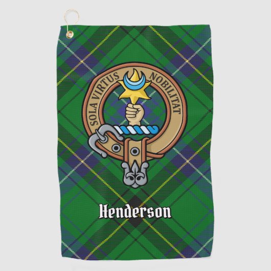 Serviette De Golf Clan Henderson Crest sur Tartan (Devant)
