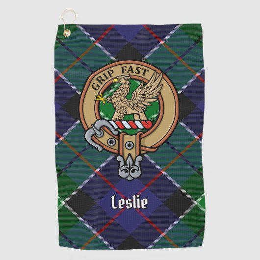 Serviette De Golf Clan Leslie Crest sur la chasse Tartan (Devant)