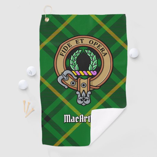 Serviette De Golf Clan MacArthur Crest sur Tartan (En situation)