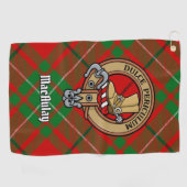 Serviette De Golf Clan MacAulay Crest sur Tartan Golf Towel (Horizontal)