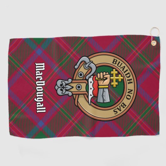 Serviette De Golf Clan MacDougall Crest sur Tartan (Horizontal)