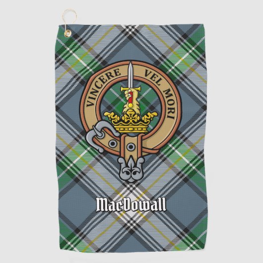Serviette De Golf Clan MacDowall Crest sur Tartan (Devant)