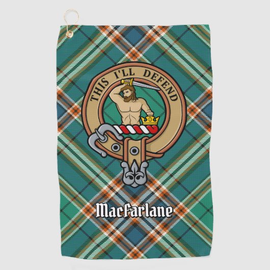 Serviette De Golf Clan MacFarlane Crest sur Tartan de chasse antique (Devant)