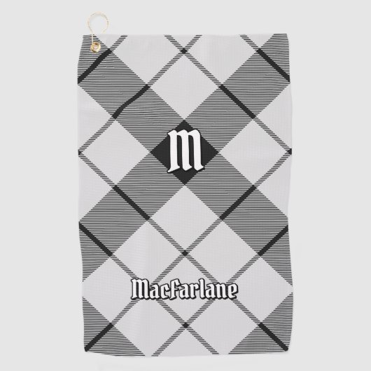 Serviette De Golf Clan MacFarlane Tartan noir et blanc (Devant)