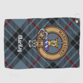 Serviette De Golf Clan MacKay Crest sur Blue Tartan (Horizontal)
