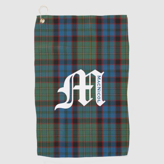 Serviette De Golf Clan MacNicol Chasse Tartan Plaid Monogramme (Devant)