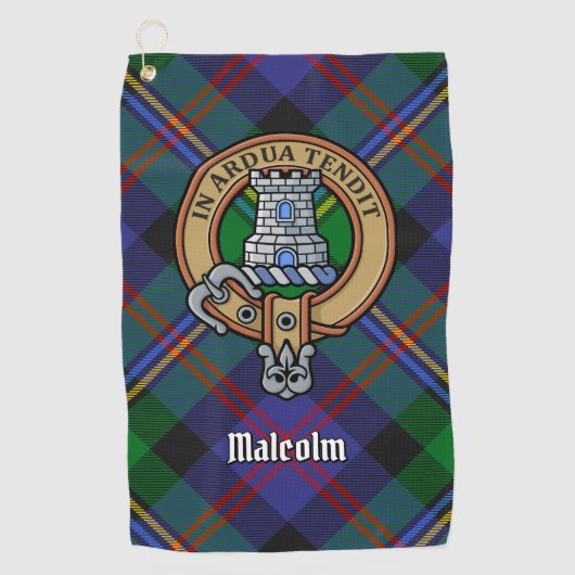 Serviette De Golf Clan Malcolm Crest over Tartan (Devant)