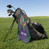 Serviette De Golf Clan Malcolm Crest over Tartan (Vert)