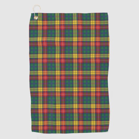 Serviette De Golf Clan Plaid Buchanan Tartan Rouge Jaune Vert (Devant)