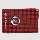 Serviette De Golf Clan Ramsay Crest Badge et Tartan personnalisable (Horizontal)