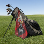 Serviette De Golf Clan Ramsay Crest sur Red Tartan (Vert)