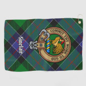 Serviette De Golf Clan Sinclair Crest sur la chasse Tartan (Horizontal)