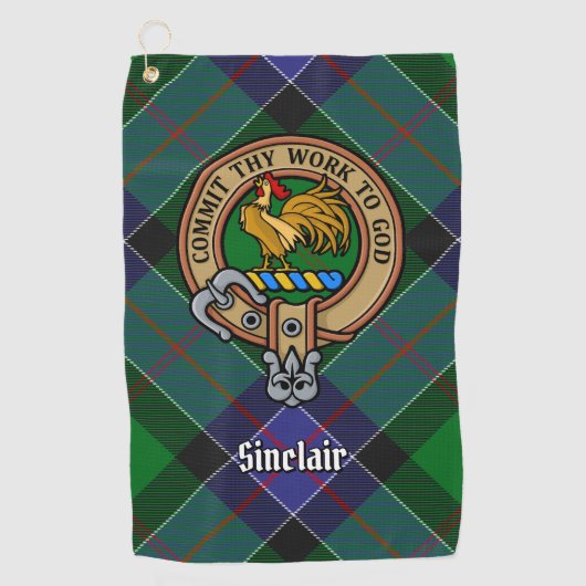 Serviette De Golf Clan Sinclair Crest sur la chasse Tartan (Devant)