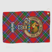 Serviette De Golf Clan Sinclair Crest sur Tartan (Horizontal)