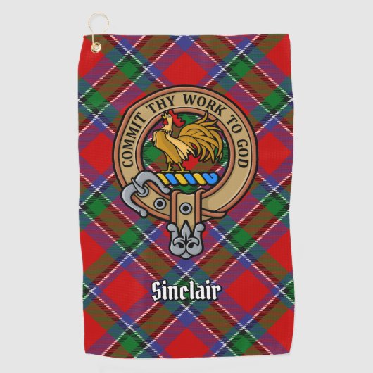 Serviette De Golf Clan Sinclair Crest sur Tartan (Devant)