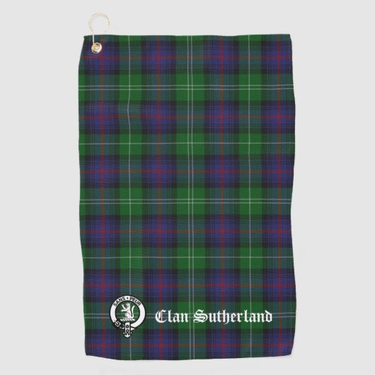 Serviette De Golf Clan Sutherland Crest & Tartan personnalisable (Devant)