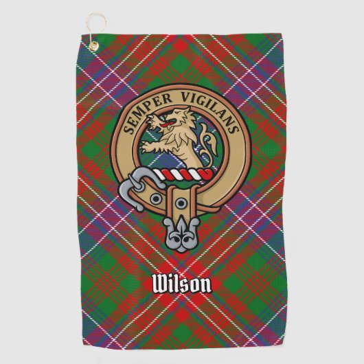 Serviette De Golf Clan Wilson Crest sur Tartan moderne (Devant)