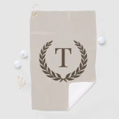 Serviette De Golf Classic Beige & Dark Brown Initial Laurel Monogram (En situation)