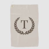 Serviette De Golf Classic Beige & Dark Brown Initial Laurel Monogram (Devant)