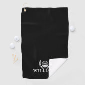 Serviette De Golf Classic Black And White Personalized Name Monogram (En situation)