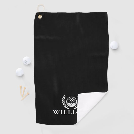 Serviette De Golf Classic Black And White Personalized Name Monogram (En situation)