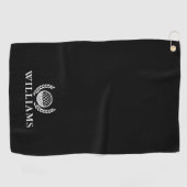 Serviette De Golf Classic Black And White Personalized Name Monogram (Horizontal)