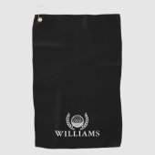 Serviette De Golf Classic Black And White Personalized Name Monogram (Devant)