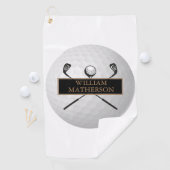 Serviette De Golf Classic Gold et Black Golf Ball (En situation)