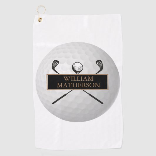 Serviette De Golf Classic Gold et Black Golf Ball (Devant)